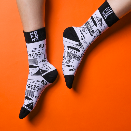 white-black-funky-pattern-cotton-crew-length-socks